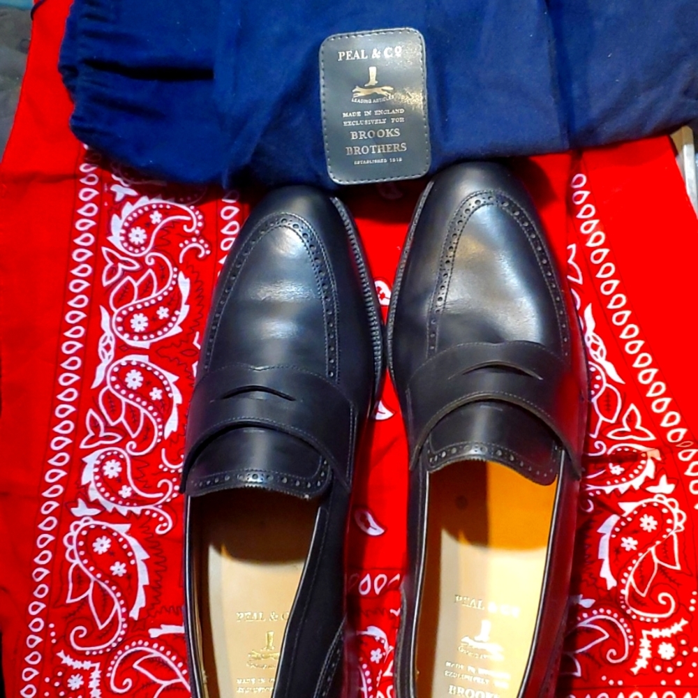 BROOKS BROTHERS BLACK LEATHER PENNY LOAFERS SHOES SIZE 11 1/2 D MADE IN …